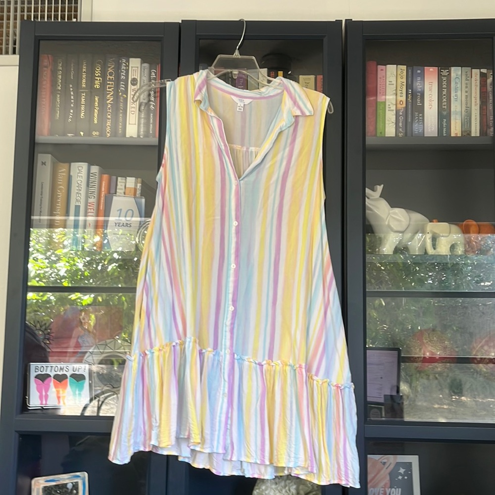 Time & Tru Button Down Ruffle Hem Dress